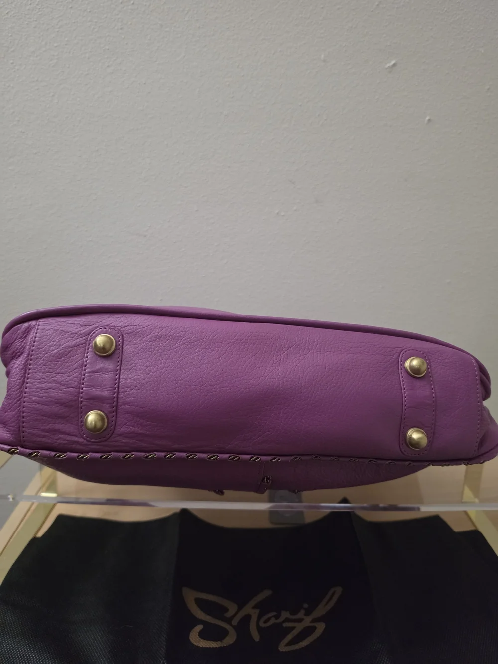 Sharif Purple Leather Hobo Bag